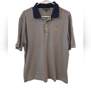 MASTERS COLLECTION MEN'S BLUE AND WHITE STRIPED GOLF POLO SHIRT. SIZE LARGE.